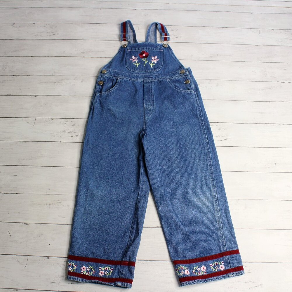 Young Hearts Vintage Denim Blue Jean Bib Overalls Girl's Size 6X
